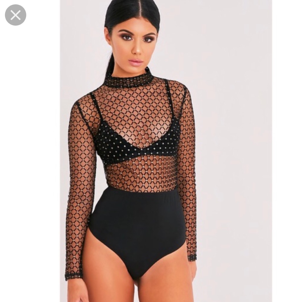 Glittered mesh bodysuit pretty little thing